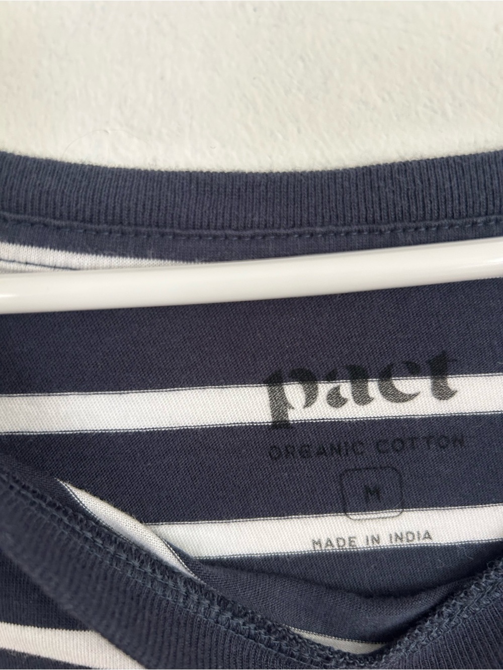 Pact Navy Striped Midi T-Shirt Dress, Size M - Picture 2 of 3